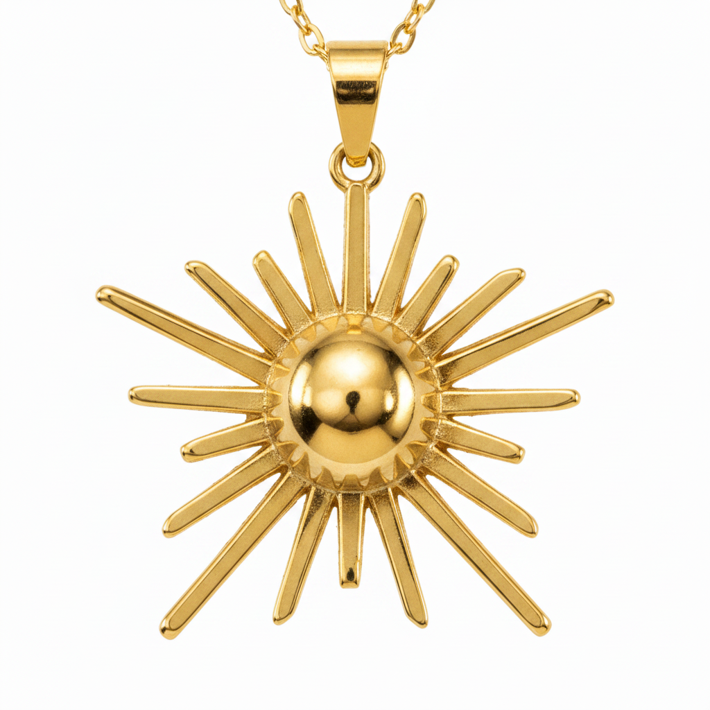 Golden Solstice Sun Necklace for Women