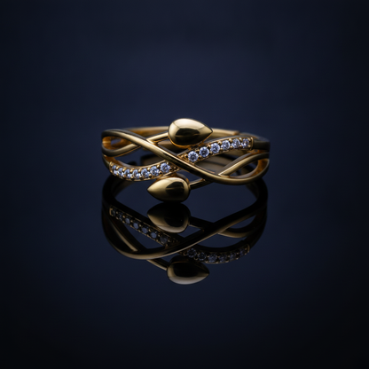 NUGOLD Infinity Leaf CZ Adjustable Ring for Women