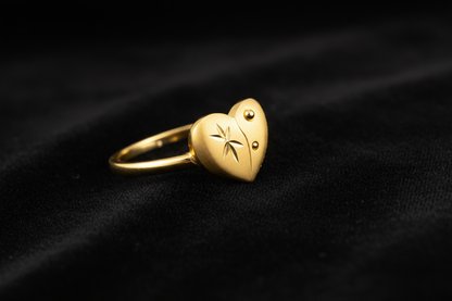 NuGold Golden Heart Charm Ring