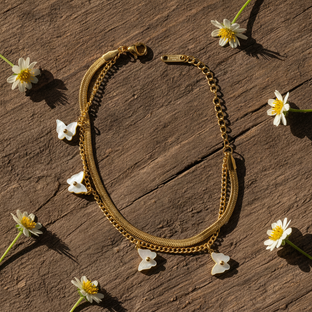 NUGOLD Double Layer Butterfly Bracelet