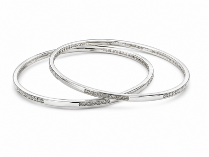 925 Silver Minimalist CZ Bangles for Women
