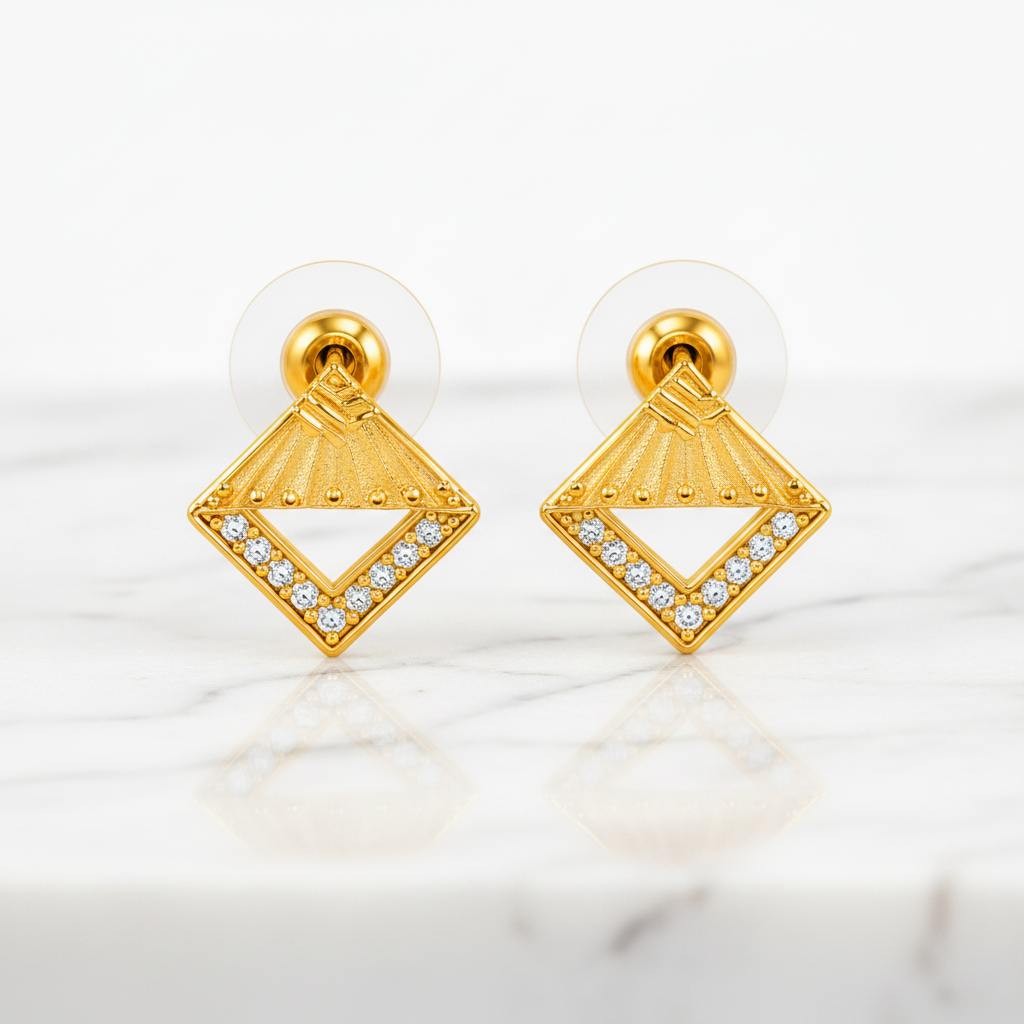 Celestial Faceted V-Chassis Ear-Studs