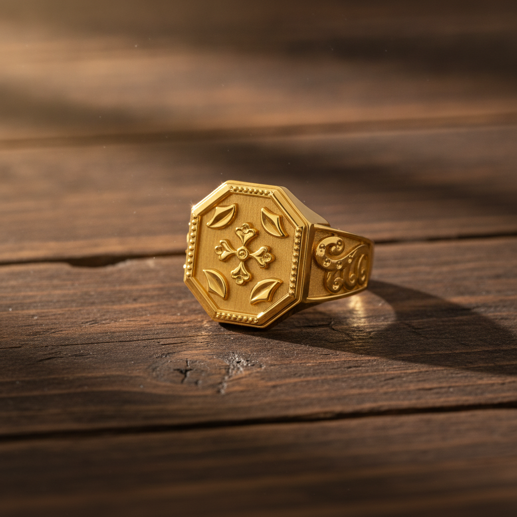 Imperial Fleur Crest Heritage Signet Ring for Men