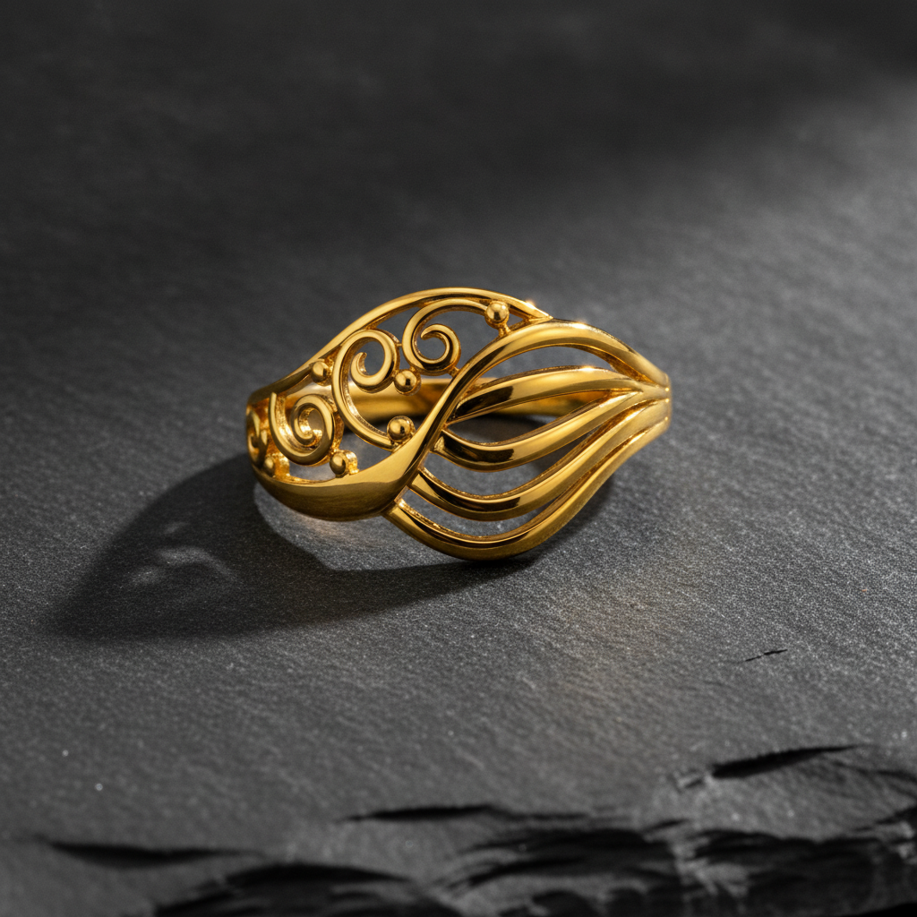 Elegant Swirl Filigree Multilayer Statement Ring for Women