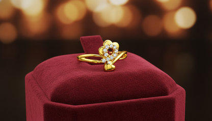 Floral Heart CZ Adjustable Ring for Women