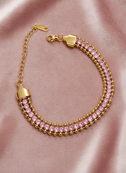NUGOLD Designer Pink Cubic Zirconia Bracelet for Girls & Women