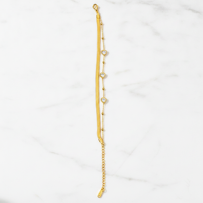 Elegant Dainty Triple Heart Bracelet for Women & Girls