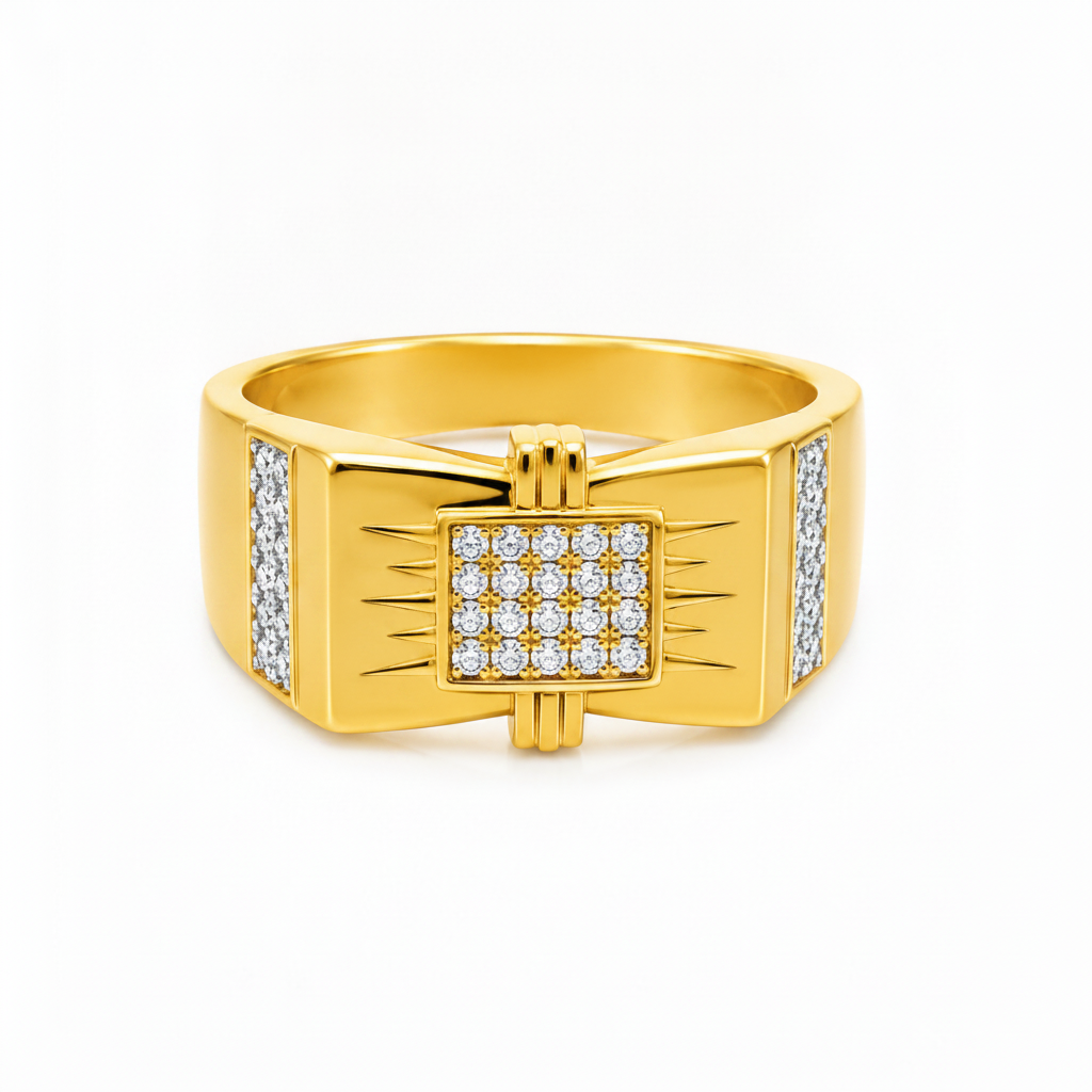 NUGOLD Regal Square Crystal Signet Ring for Men & Boys