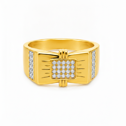 NUGOLD Regal Square Crystal Signet Ring for Men & Boys