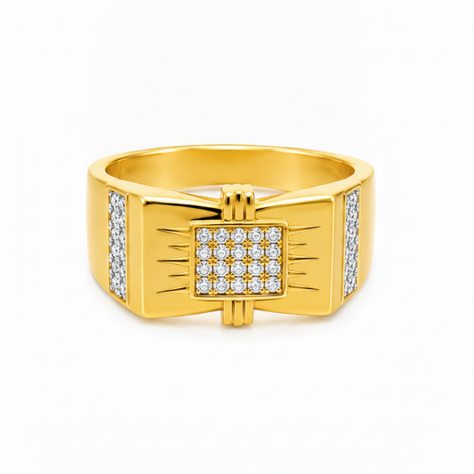 NUGOLD Regal Square Crystal Signet Ring for Men & Boys