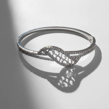 Royal Swirl CZ Stainless Silver Designer Bracelet For Women & Girls