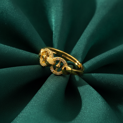 NUGOLD Elegant Twin Circle Heritage Adjustable Ring for Women
