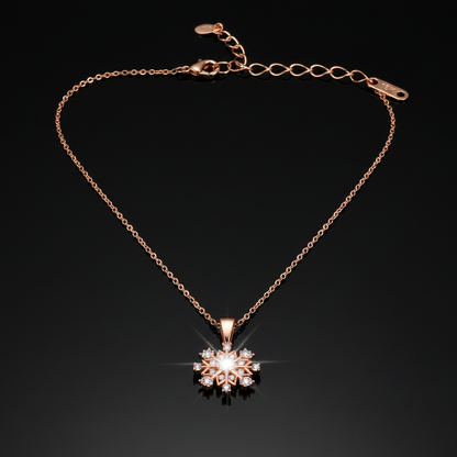 Dazzling Rose Gold Crystal Snowflake Pendant Necklace for Women