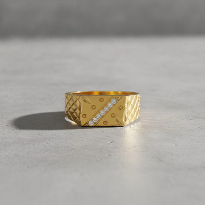 Elegant Crystal CZ Diagonal Pattern Ring for Men