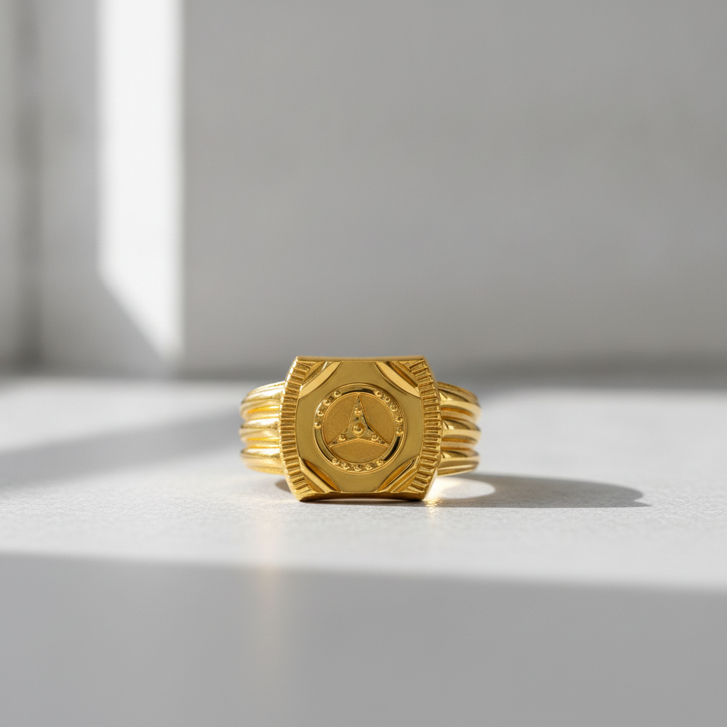 Royal Triad Crest Statement Ring for Men