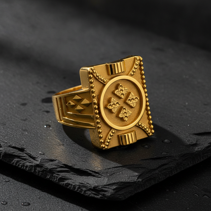 Royal Insignia Textured Statement Ring for Men