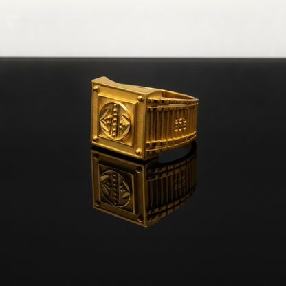 Imperial Emblem Geometric Statement Ring for Men