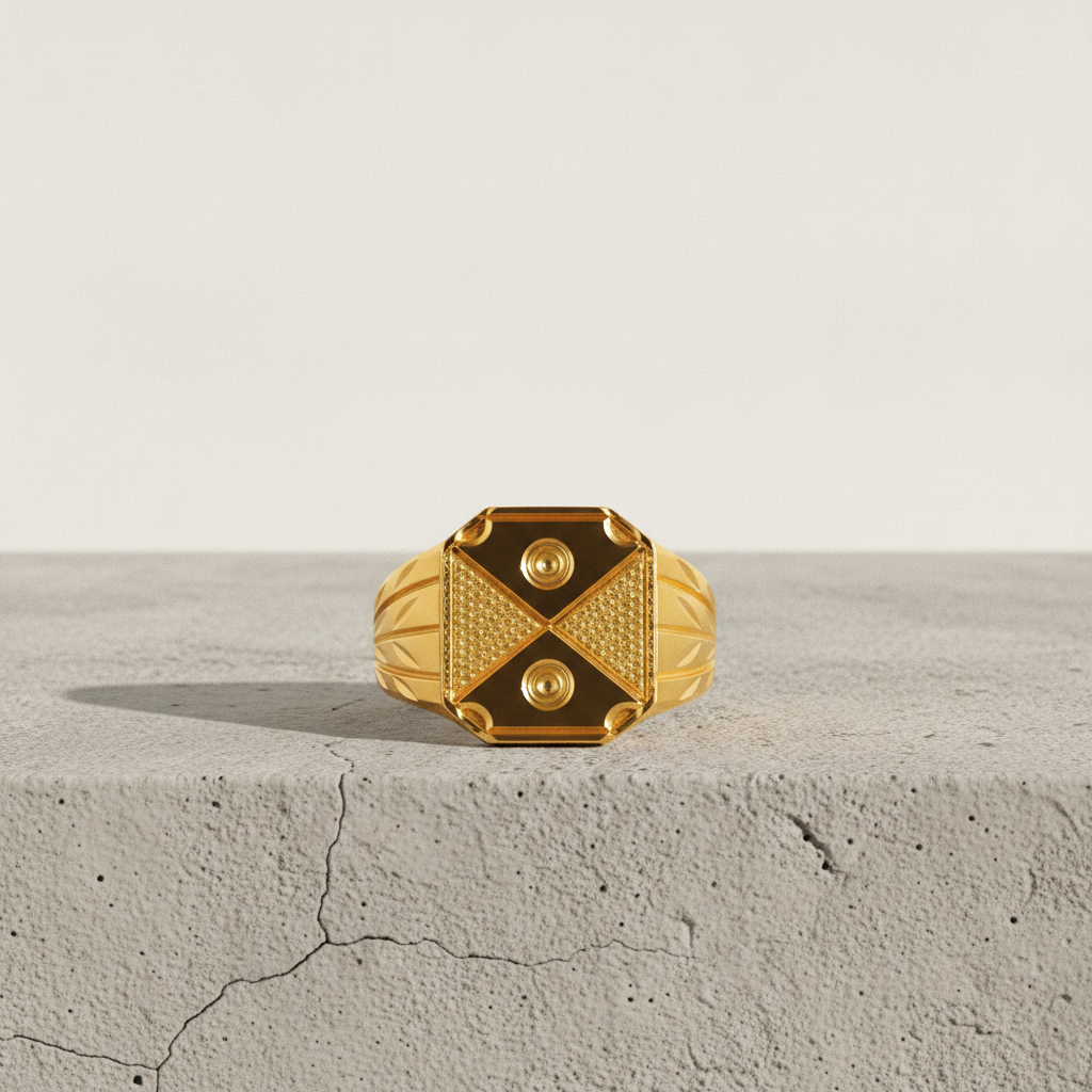 Royal Quad Crest Geometric Signet Ring for Men