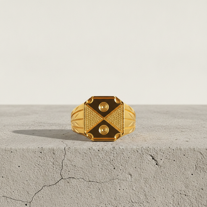Royal Quad Crest Geometric Signet Ring for Men