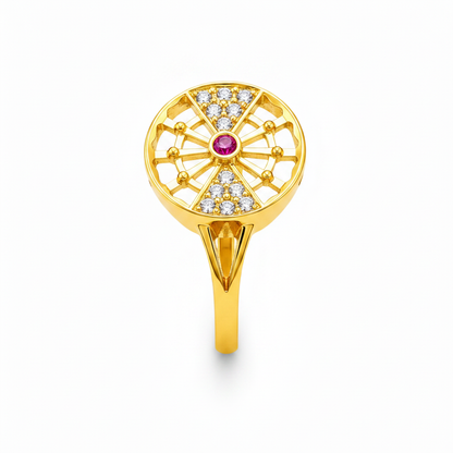 Regal Radiant Wheel Statement Ring For Women