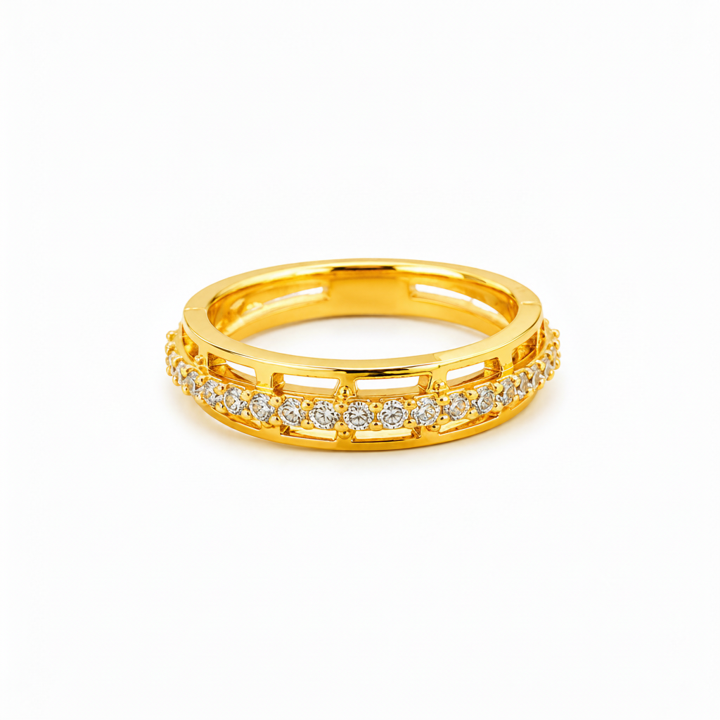 NUGOLD CZ Band Ring for Women With CZ Stone