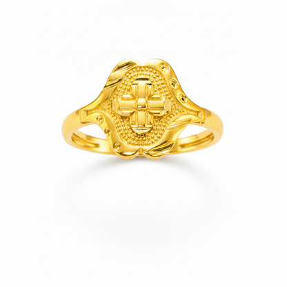 Royal Floral Crest Heritage Statement Ring for Women