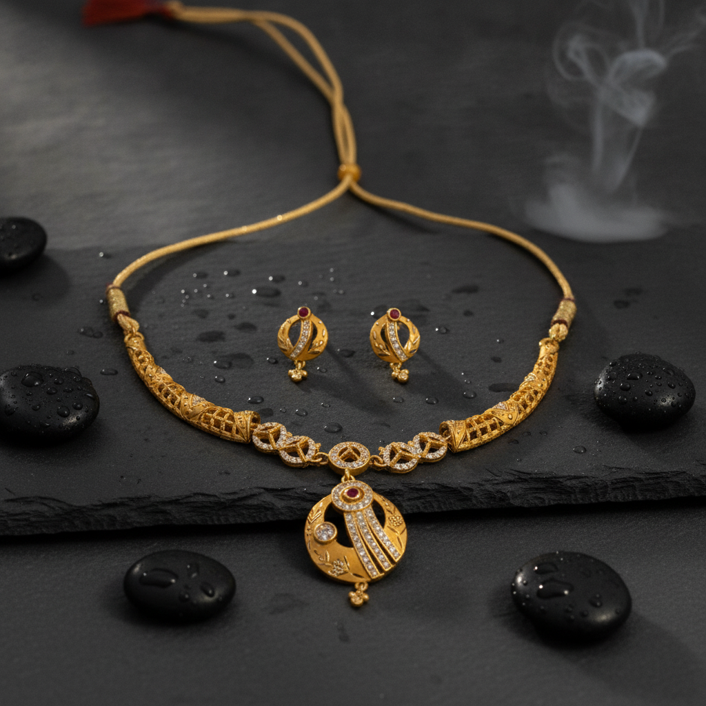 Luxury Royal Spark CZ Statement Necklace Set for Women & Girls