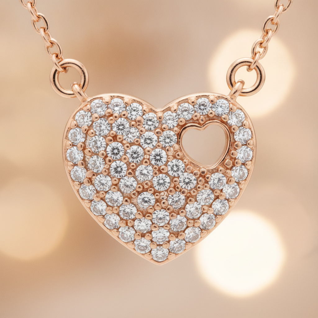 Dazzling Rose Gold Heart-Shaped Pendant Necklace