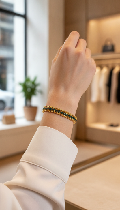 NUGOLD Designer Green Cubic Zirconia Bracelet for Women