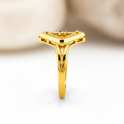 Royal Ruby Trigon Radiance Statement Ring for Women