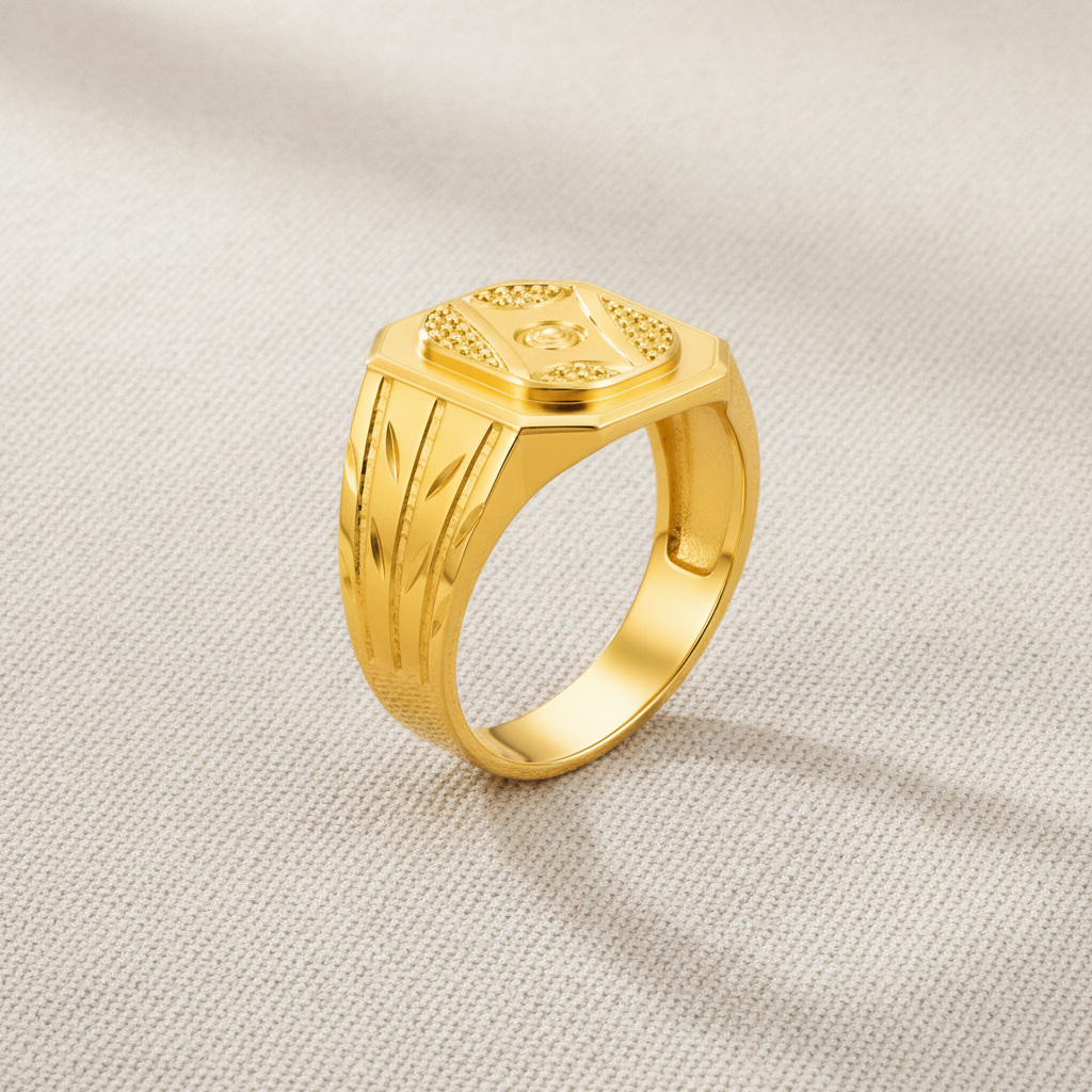 Imperial Hexagon Engraved Statement Ring