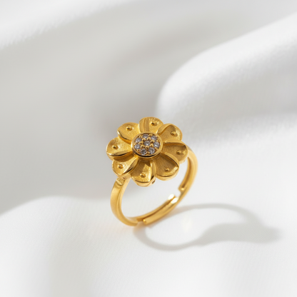 Luxury Floral Adjustable Finger Ring for Women