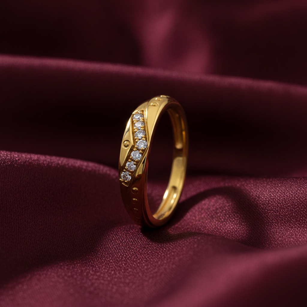 Elegant V-Shape Stone Detail Ring for Women