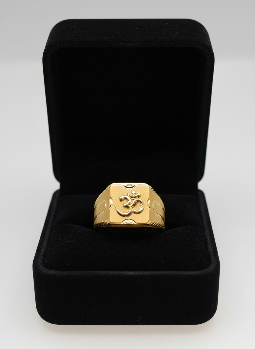 NuGold Divine Om Classic Gold Signet Ring for Men