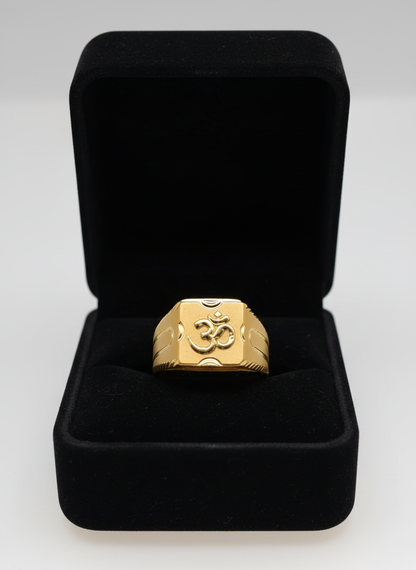 NuGold Divine Om Classic Gold Signet Ring for Men
