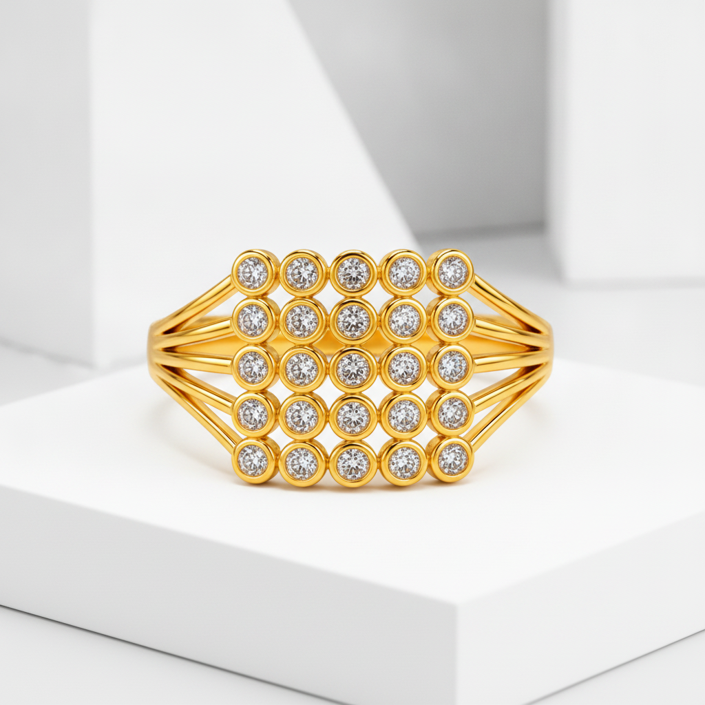 Royal Radiance Grid Sparkle Statement Ring for Women