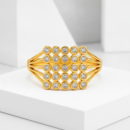 Royal Radiance Grid Sparkle Statement Ring for Women