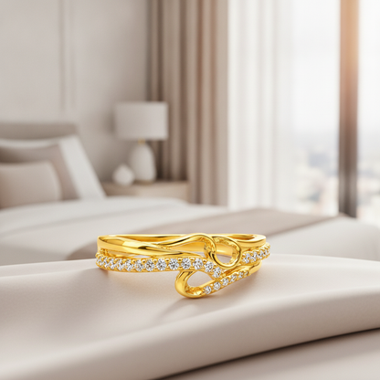 Elegant Wave Infinity Stone Studded Ring for Women