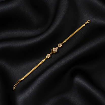 Elegant Square Crystal Gold Bracelet for Girls & Women