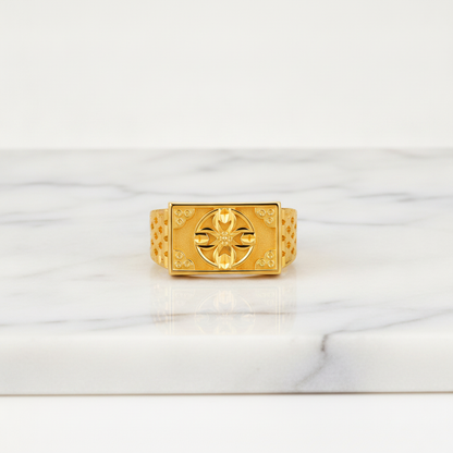Regal Floral Emblem Heritage Signet Ring for Men