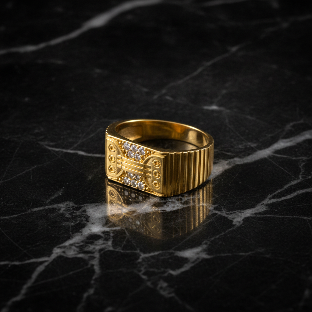Imperial Crystal Bridge Statement Ring for Men