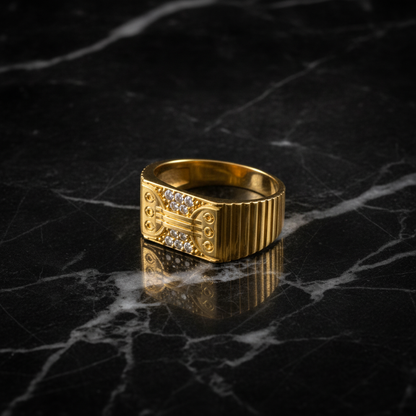 Imperial Crystal Bridge Statement Ring for Men