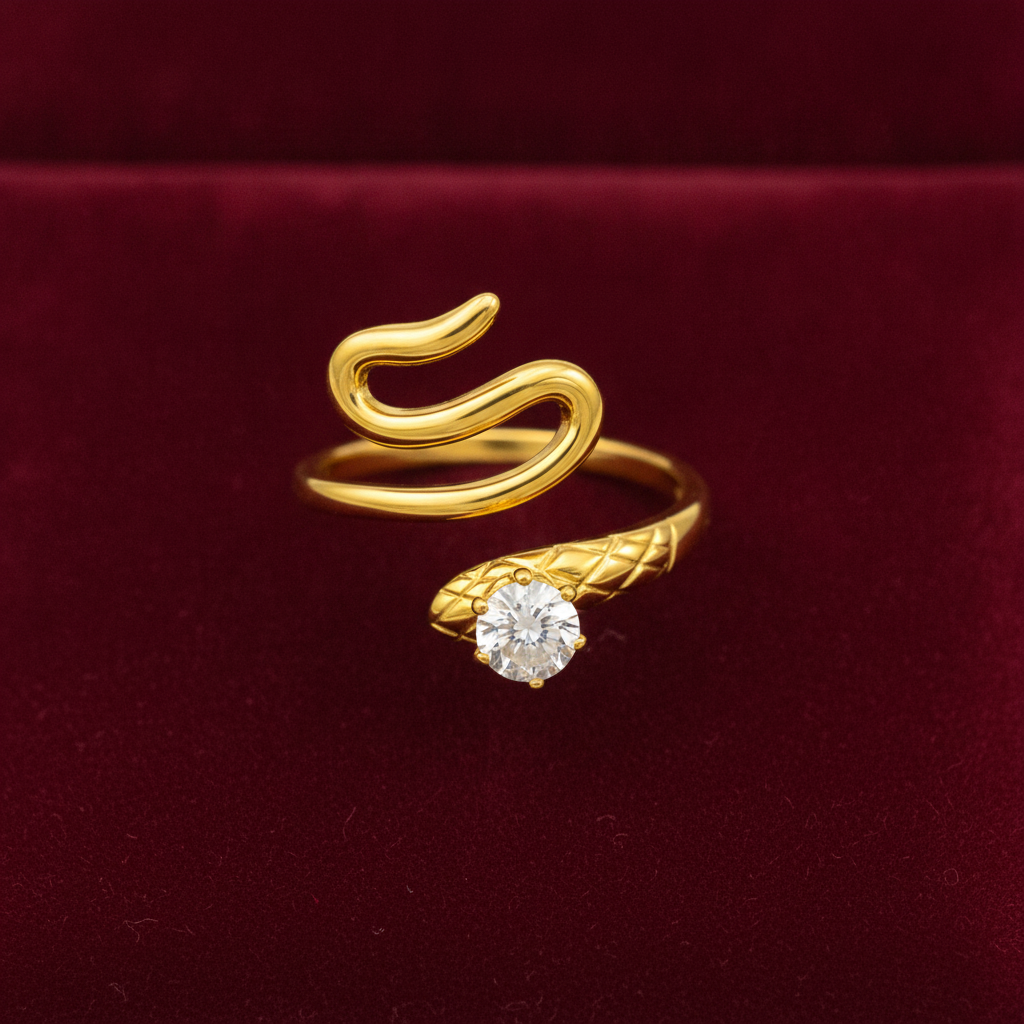 Trendy Snake Style Adjustable Ring with Crystal CZ Stone