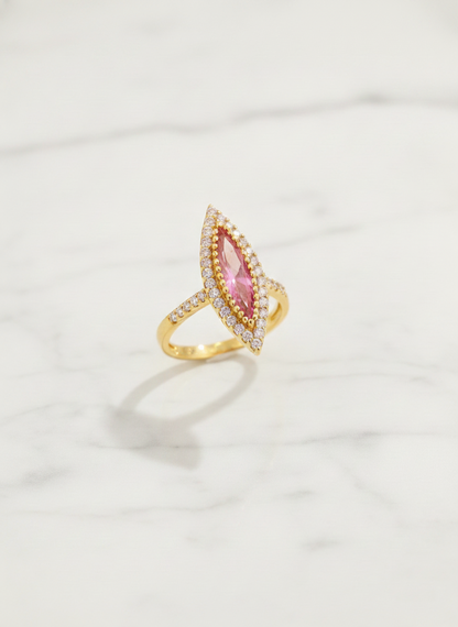 NuGold Pink Royale Marquise Statement Ring