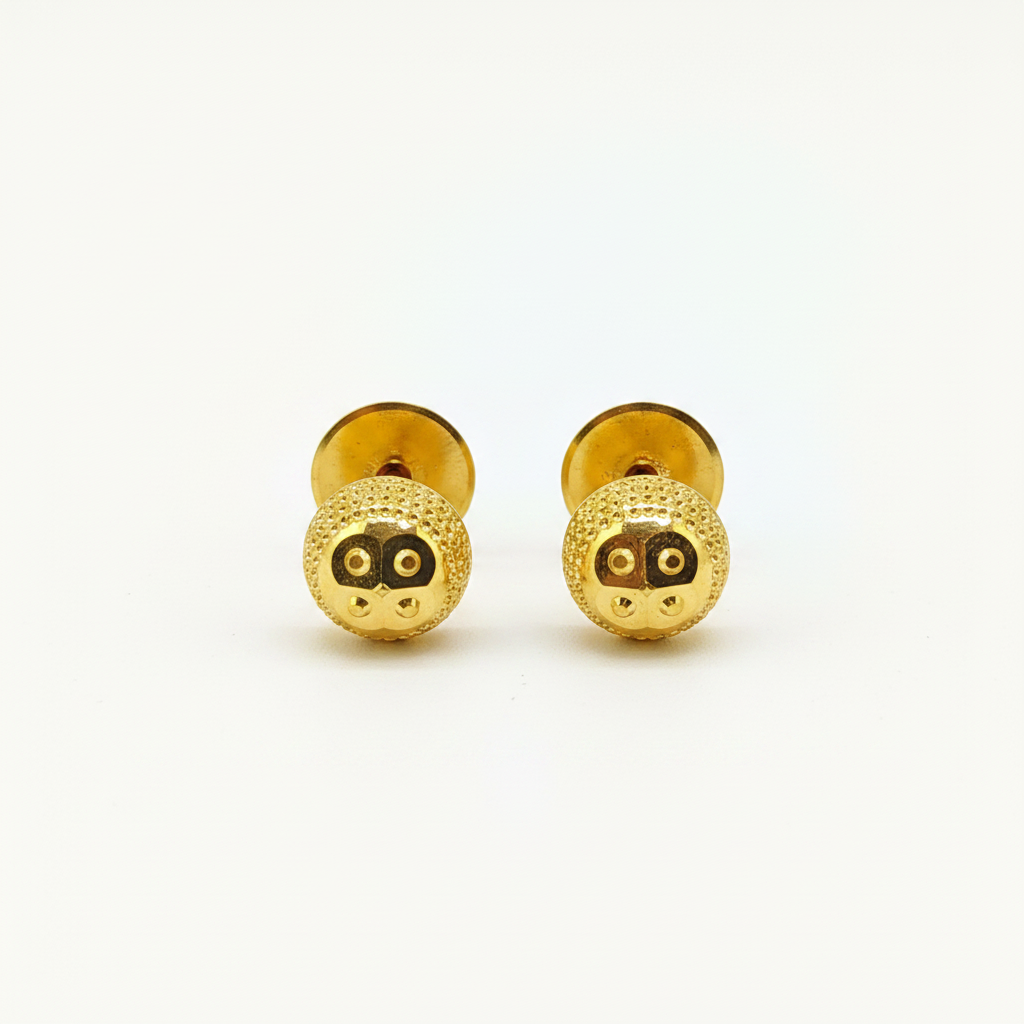 NuGold Textured Round Gold-Toned Stud Earrings for Women