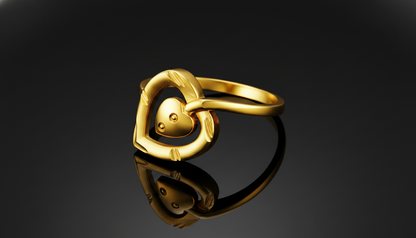 NuGold Double Heart Love Ring