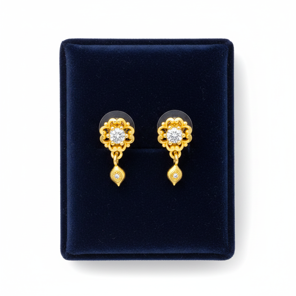 NuGold Blossom Spark Crystal Drop Earrings