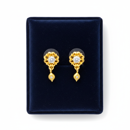 NuGold Blossom Spark Crystal Drop Earrings
