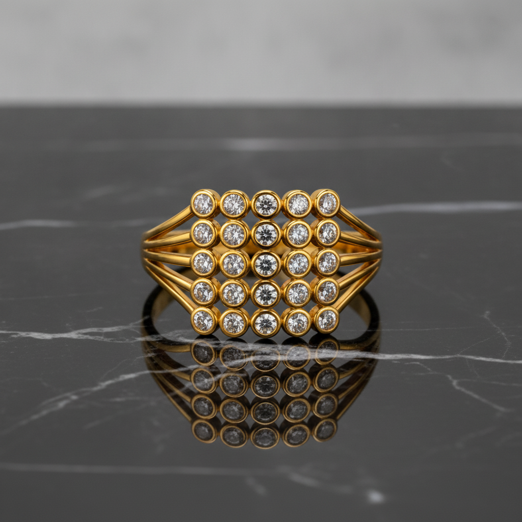 Royal Radiance Grid Sparkle Statement Ring for Women