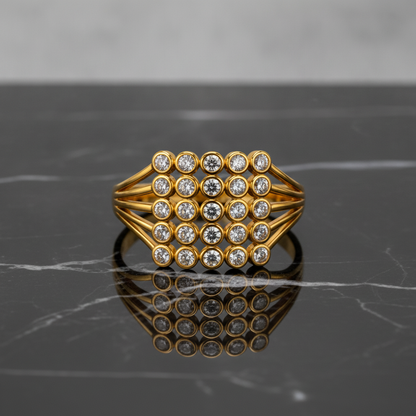 Royal Radiance Grid Sparkle Statement Ring for Women